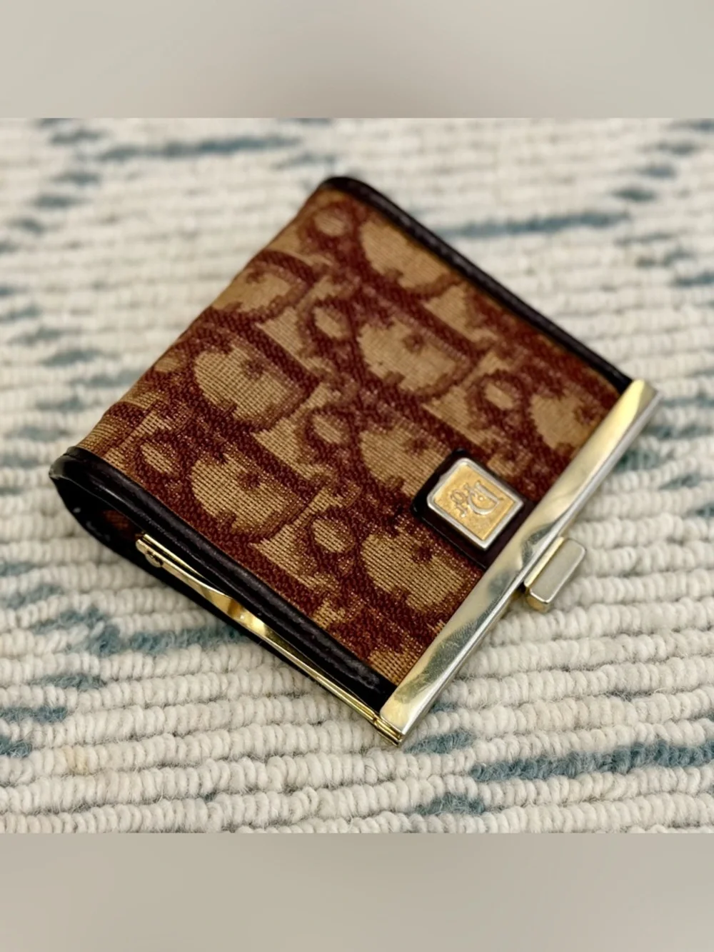 DIOR Vintage 70’s Classic Burgundy Trotter Monogram Canvas Leather Coin Purse